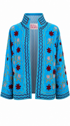 Turquesa con Florecitas en Café y Beige