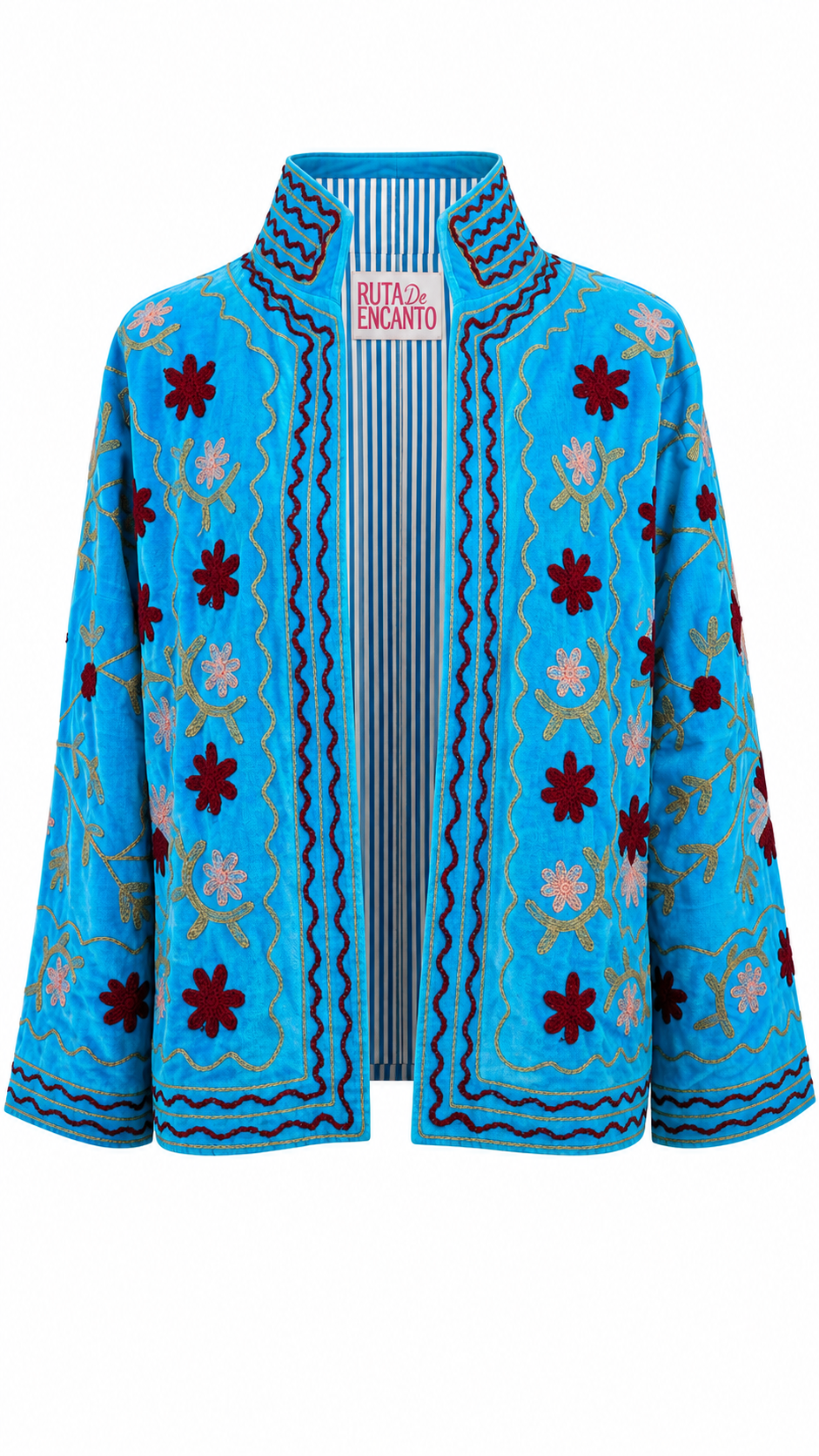 Turquesa con Florecitas en Café y Beige