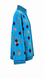 Turquesa con Florecitas en Café y Beige