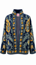 Mongolian Azul Marino con Fuego Amarillo y Beige
