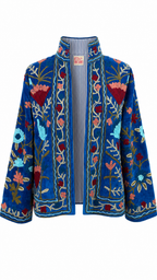 Azul Eléctrico con Flores Rojas y Mamey