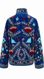 Azul Eléctrico con Flores Rojas y Mamey