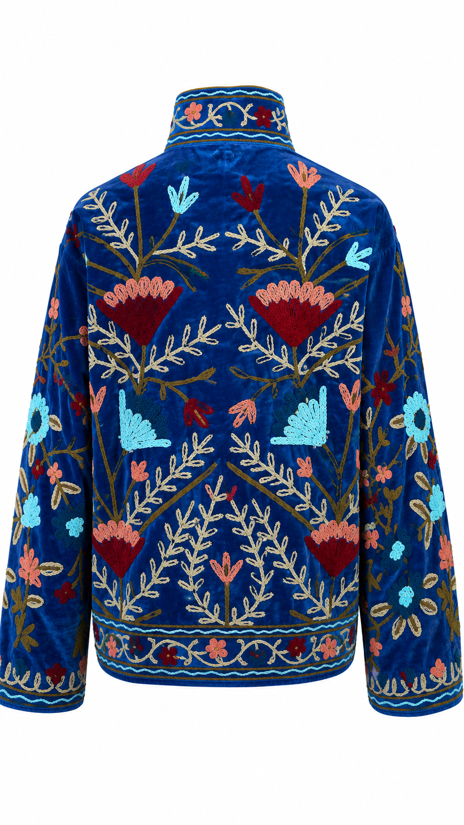 Azul Eléctrico con Flores Rojas y Mamey