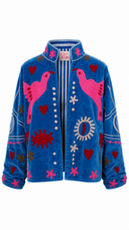 Pajaritos Azules con Rosas