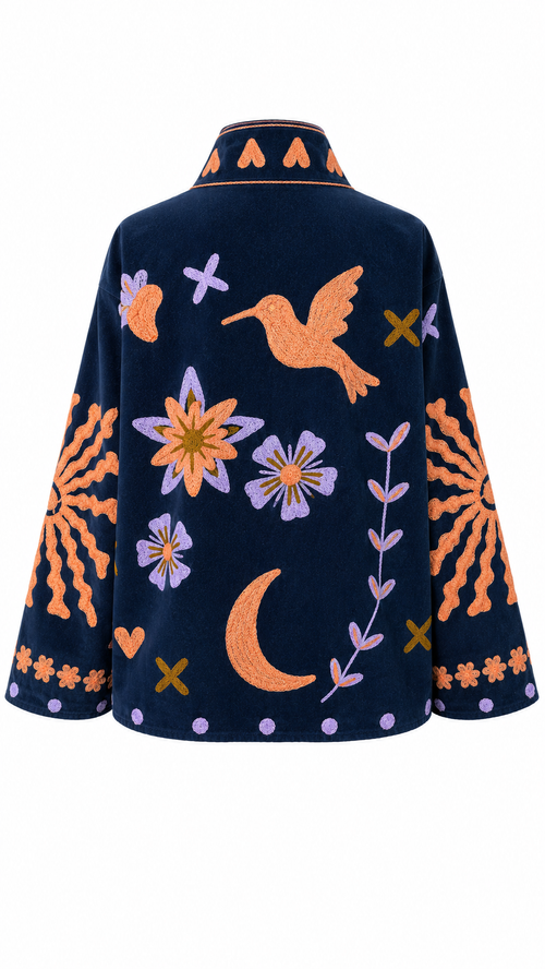 Azul Marino con detalles en Lila y Peach