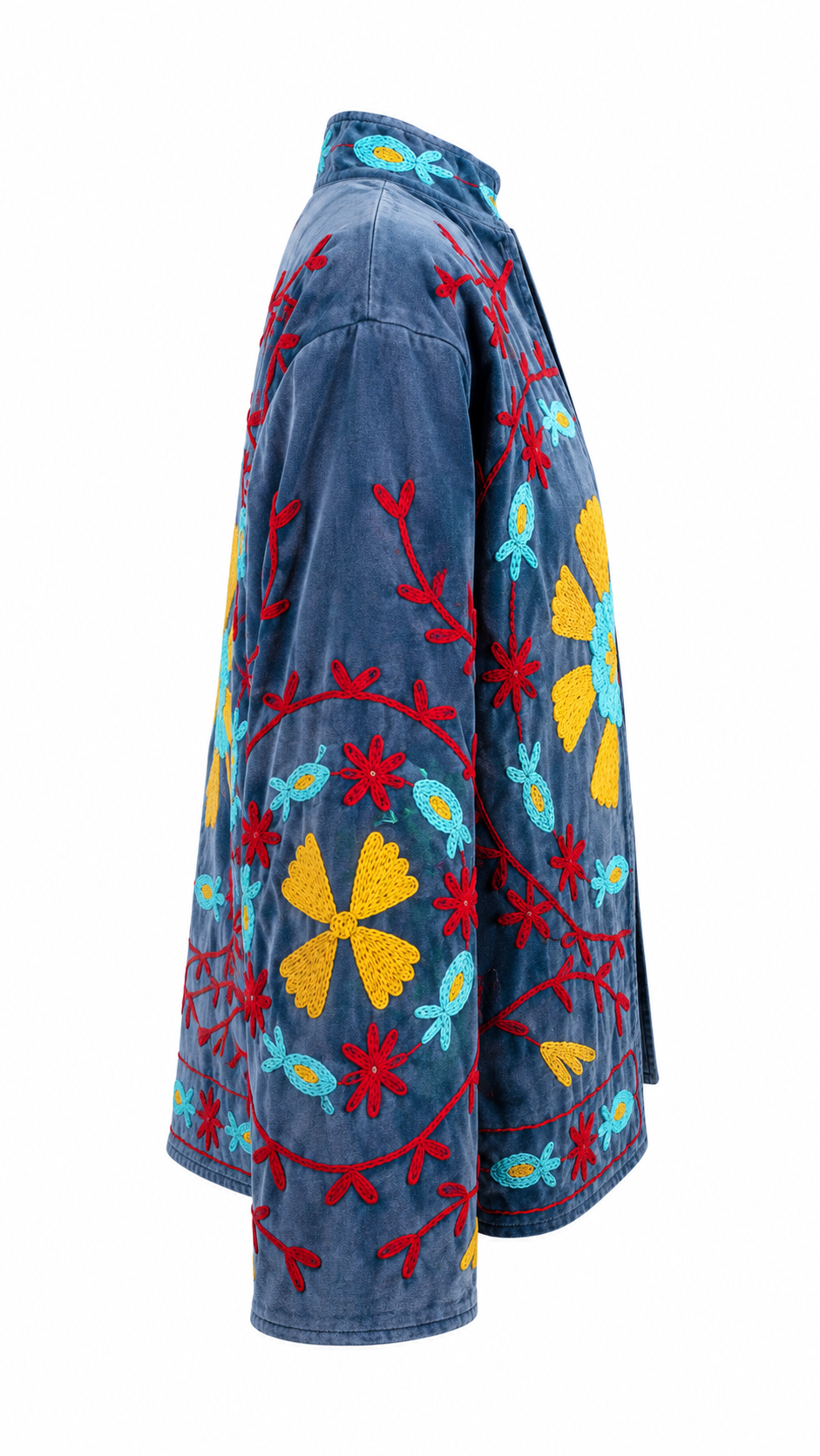 Dinastía Shu Azul Eléctrico con detalles en amarillo y rojo