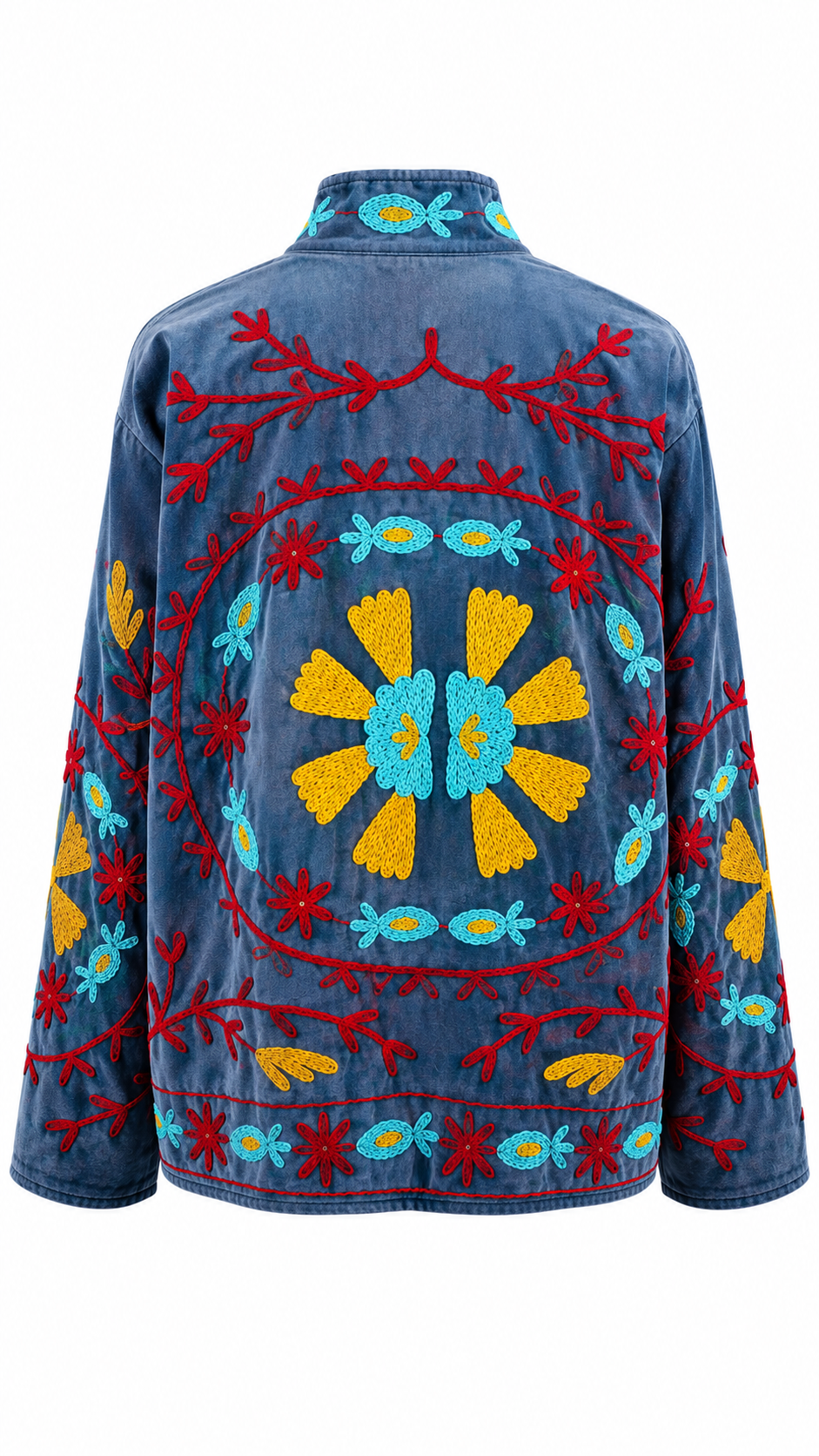Dinastía Shu Azul Eléctrico con detalles en amarillo y rojo