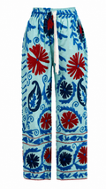 Pantalón Caribe color azul de algodón con detalles en rojo y azul