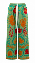 Pantalón Caribe color verde de algodón con detalles en naranja