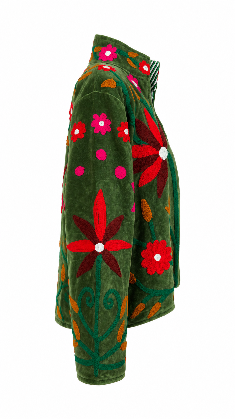 Verde con Flores Rojas