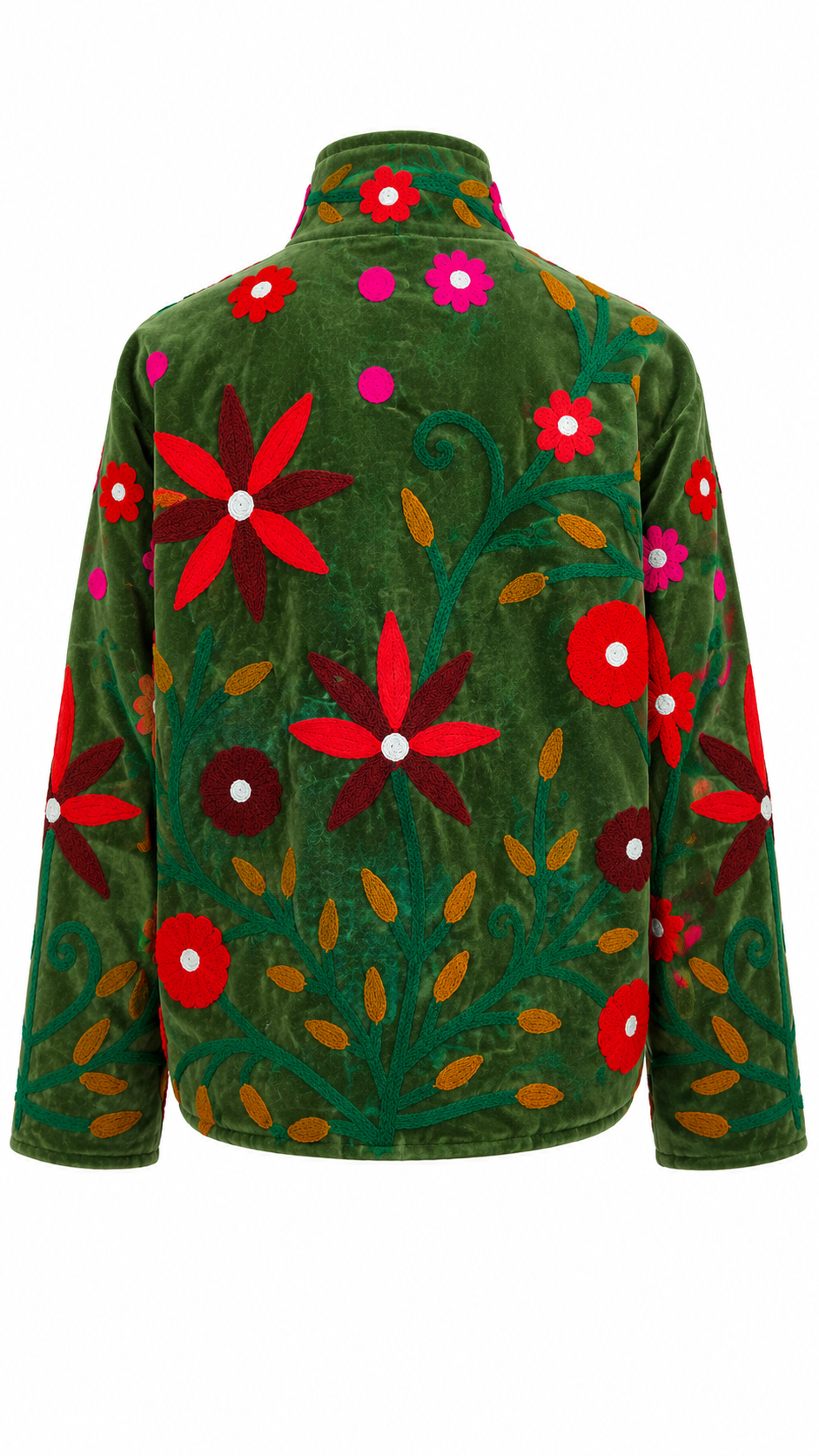 Verde con Flores Rojas