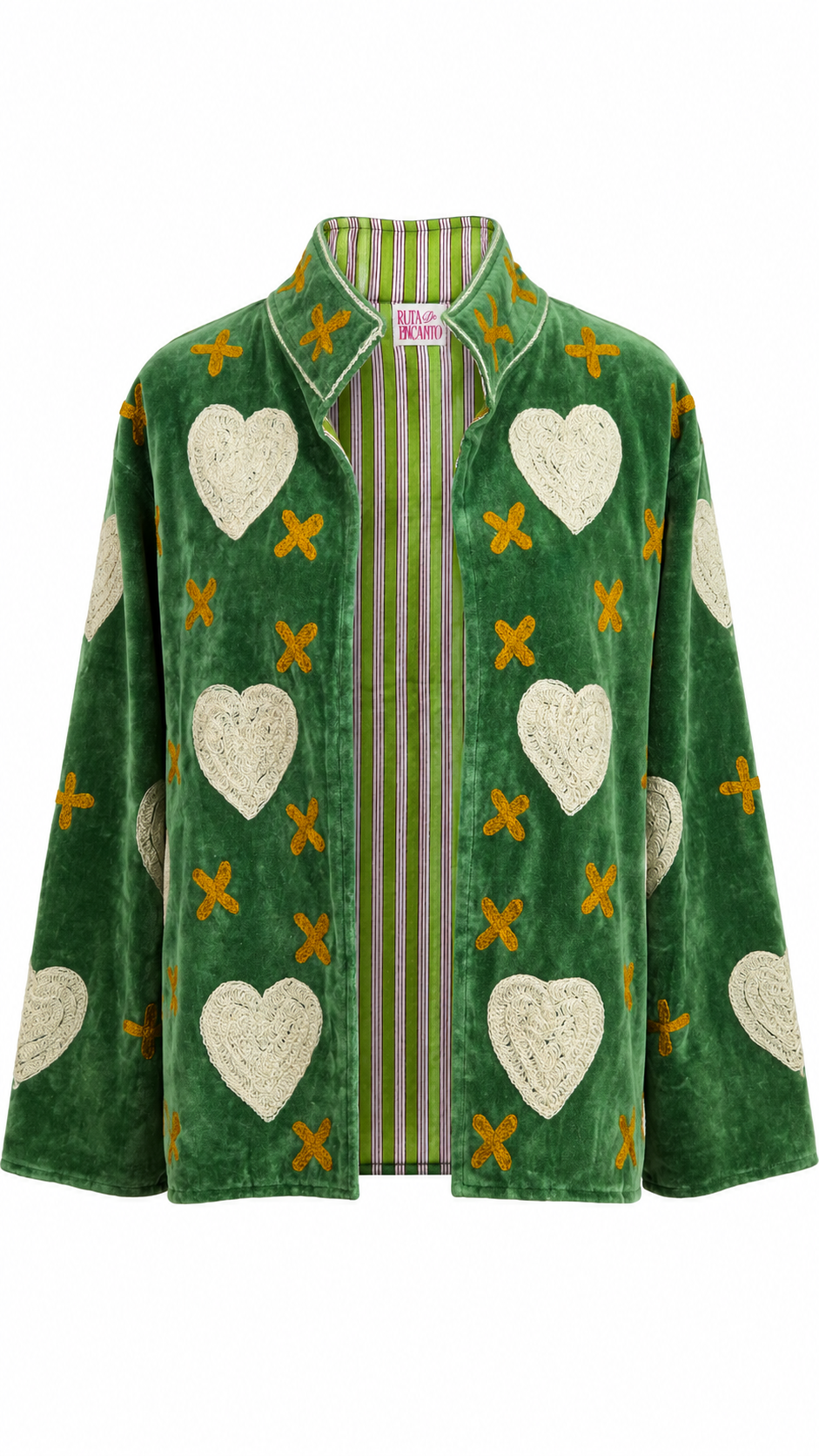 Verde con Corazones Blancos y Cruces amarillas