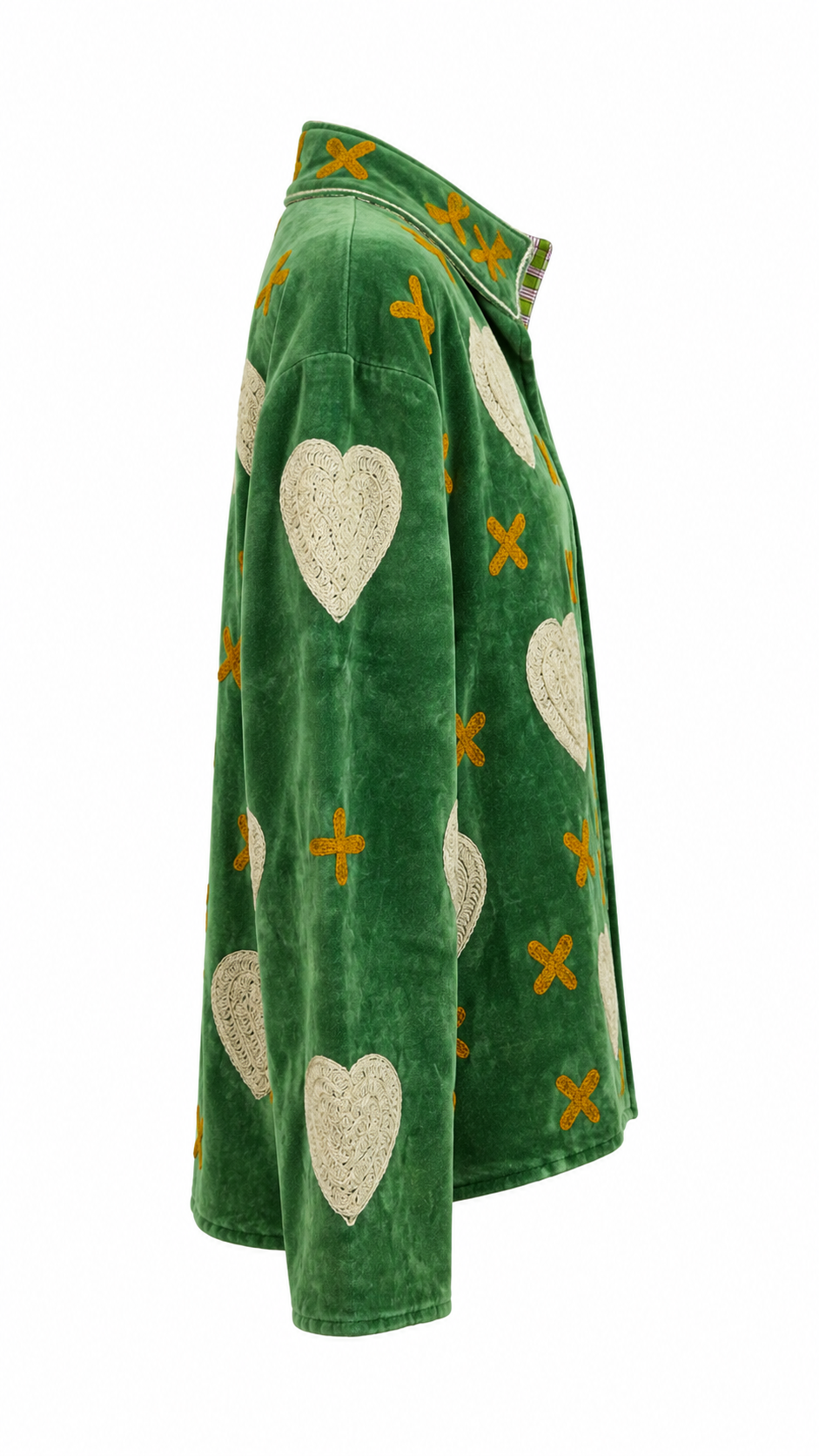 Verde con Corazones Blancos y Cruces amarillas