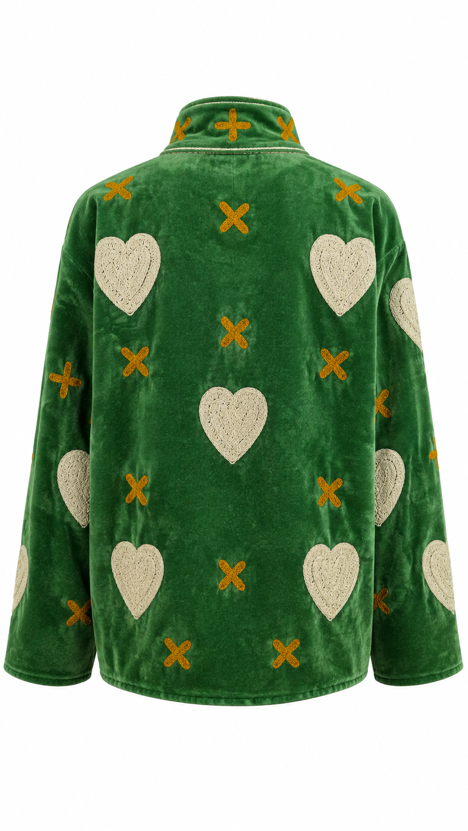 Verde con Corazones Blancos y Cruces amarillas