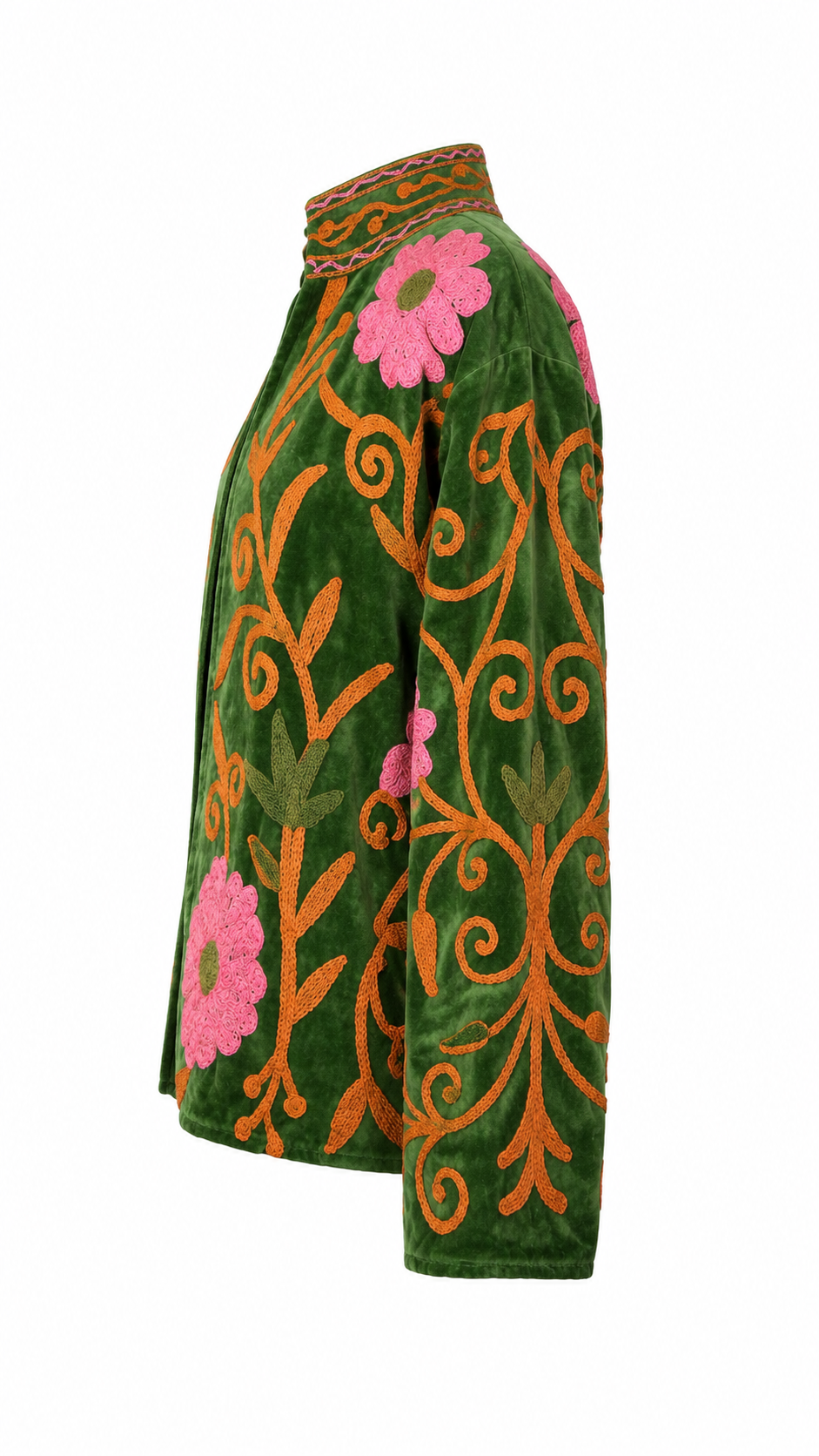 Verde con flores rosas