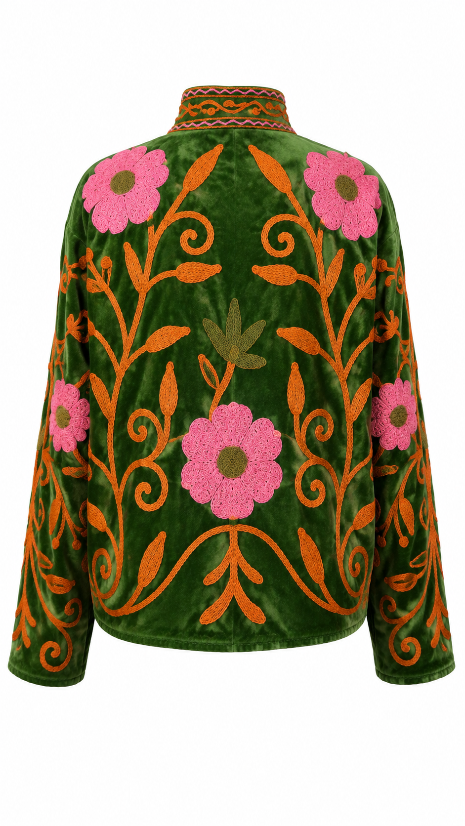 Verde con flores rosas