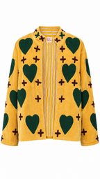 Amarilla con Corazones verdes y cruces cafés