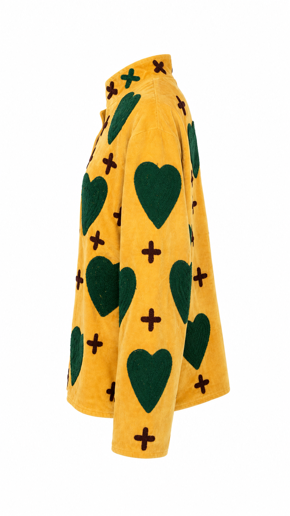 Amarilla con Corazones verdes y cruces cafés