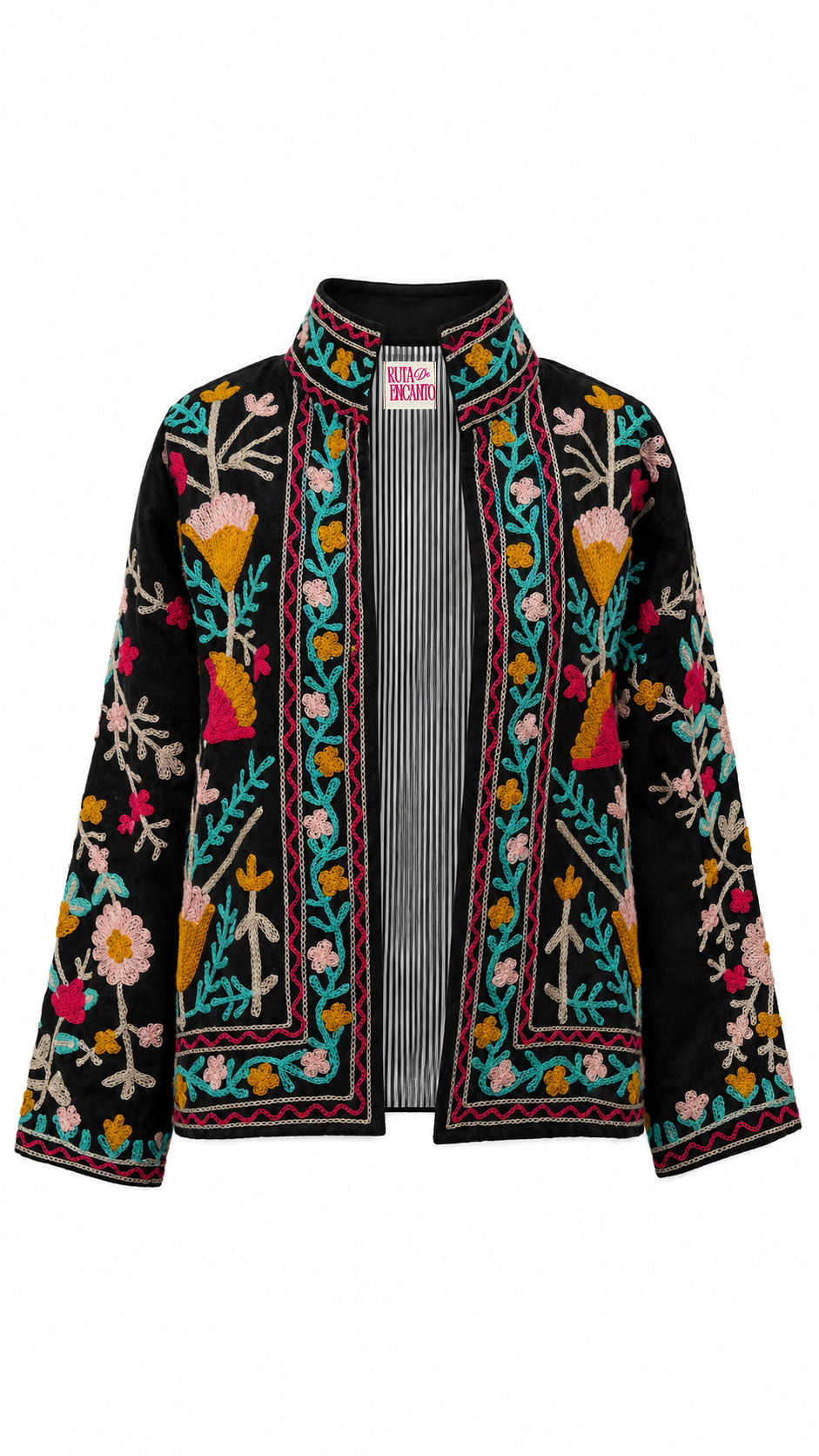 Negra con Flores en Azul y Baby Pink